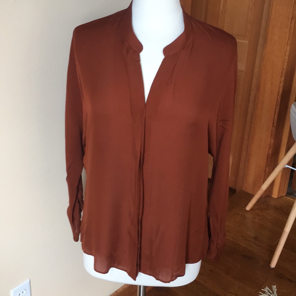 Vince Silk Blouse Burnt Orange